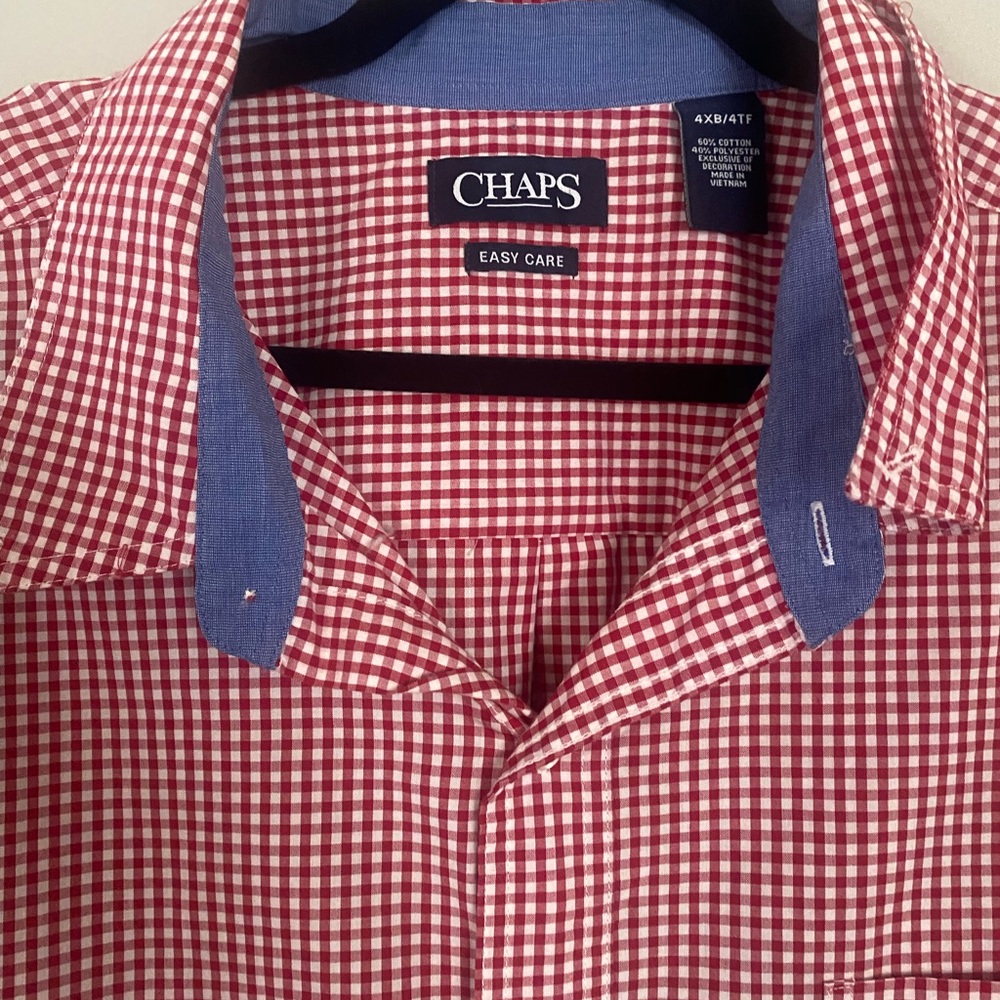 Chaps Men’s Red and White Gingham Button-Down Shirt - Picture 8 of 9